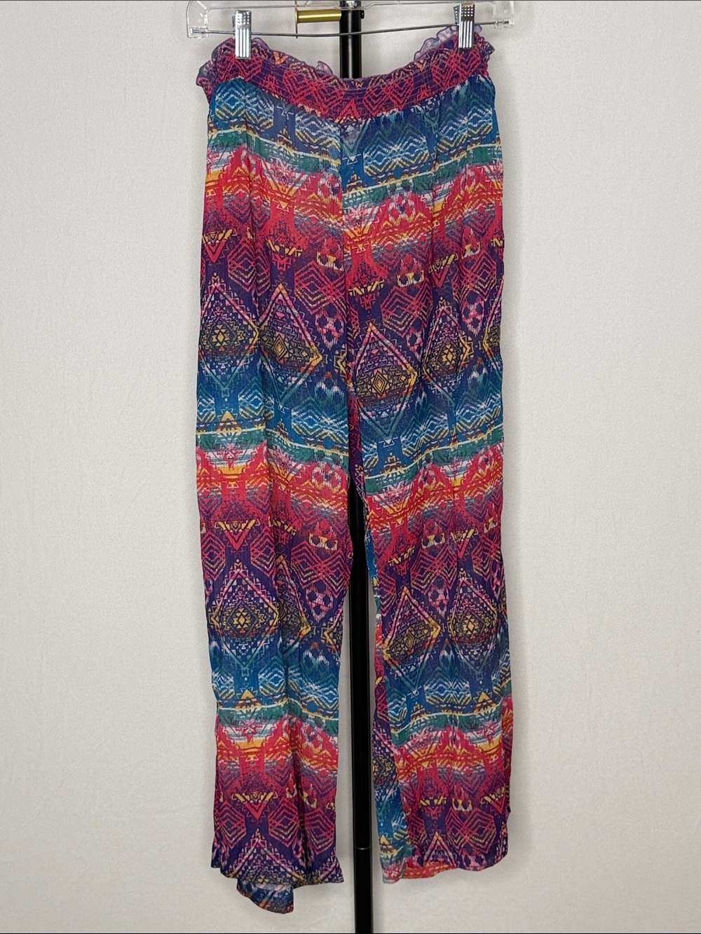 Jessica Simpson Boho Multicolor Boho Sheer Wide Leg Baggy Festival Rave Pants